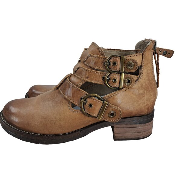 Dromedaris Kelsey Leather Chelsea Boots Size 39 US 8.5-9 Beige Western Buckle - Picture 4 of 13